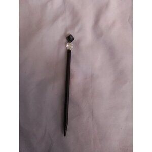 Vintage Hair Stick With Black & Clear Crystal Beads